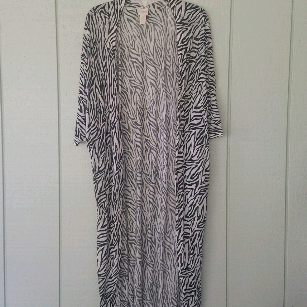 Chicos 2 (12-14) zebra cardigan duster